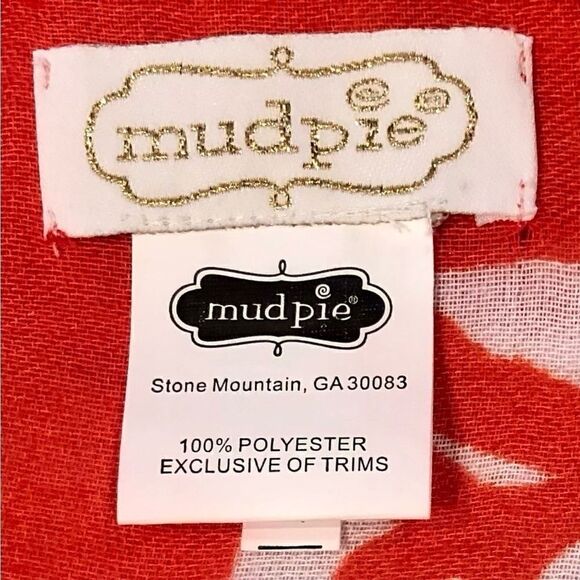 Mud Pie Scarf Coral Design in Orange/White - Picture 8 of 9